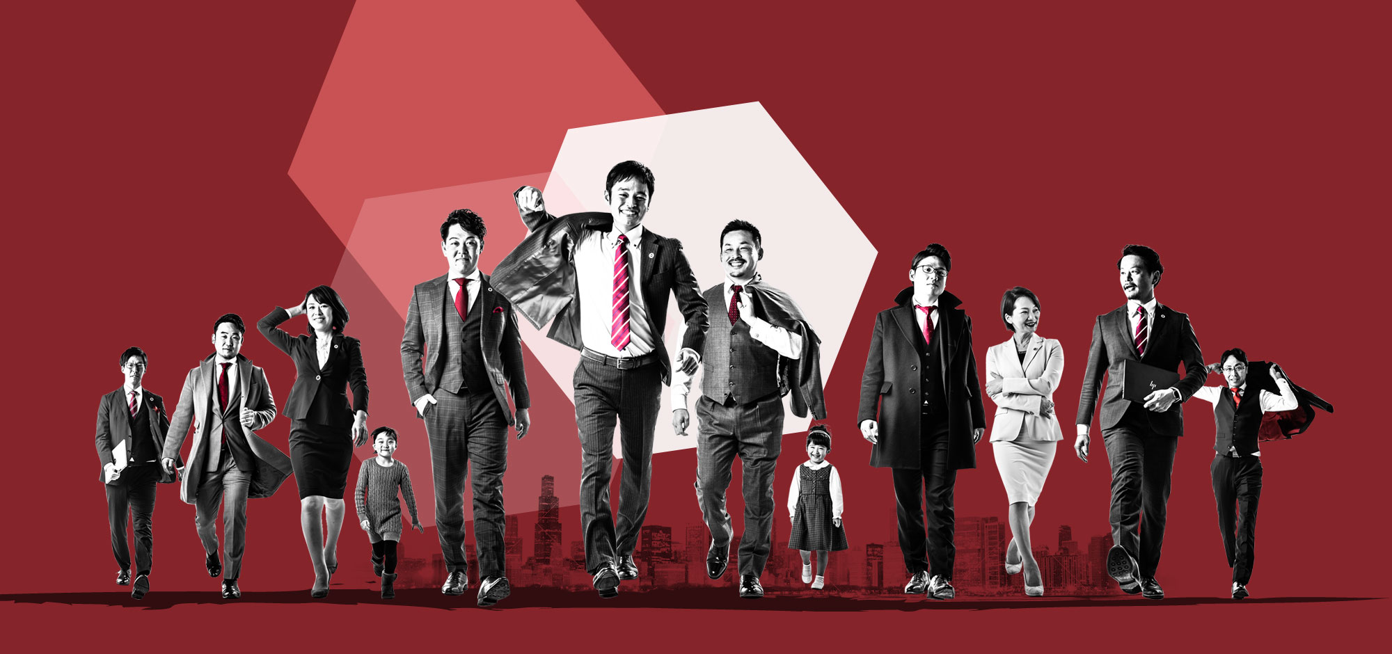 仲間と「絆」写真